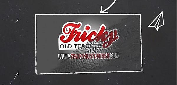  Tricky Old Teacher - Grey-haired teacher plays with a sweet two-tailed cutie